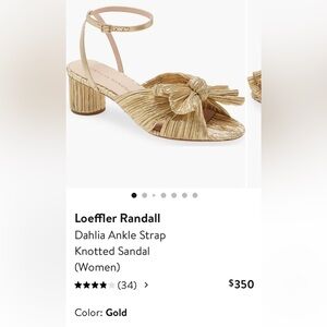 Loeffler Randall Dahlia Ankle Strap Knotted Sandals Gold 9